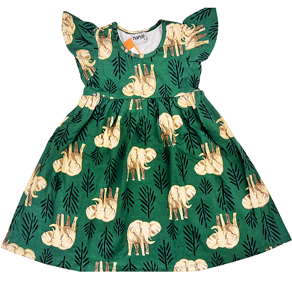 VESTIDO NANAI ESTAMPADO ELEFANTE  TAMANHO 1 AO 8
