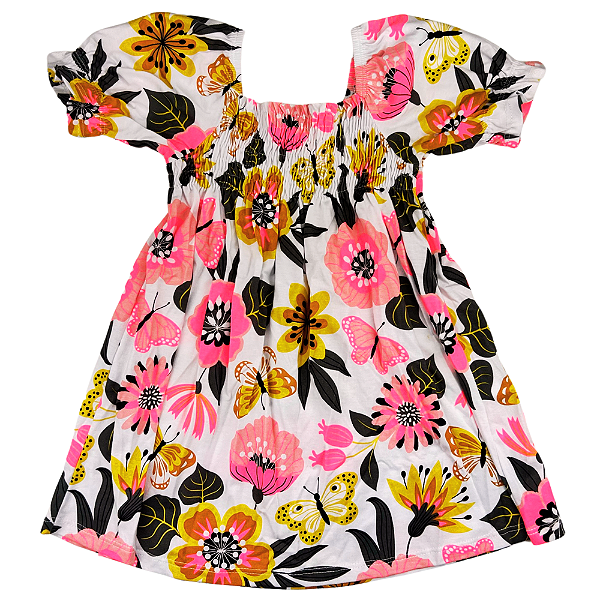 VESTIDO NANAI DECOTE COM LATEX BORBOLETAS BRANCO TAMANHO 1 AO 8