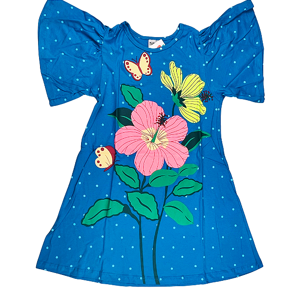 VESTIDO NANAI AZUL NEON FLORAL TAMANHO 1 AO 8