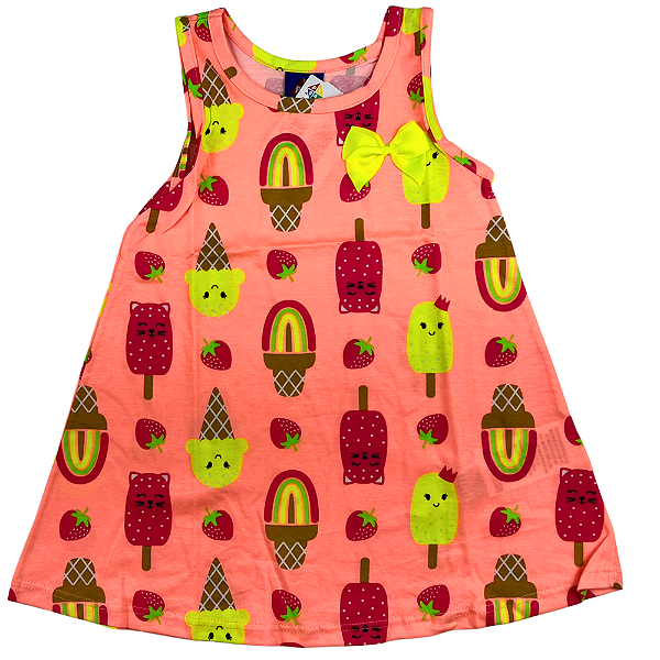 VESTIDO PIPA BY KYLY ROSA CLARO SORVETES TAM 1 AO 8