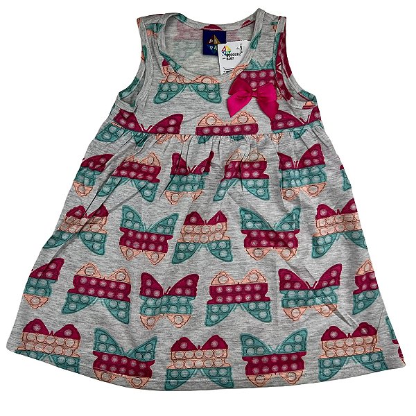VESTIDO PIPA BY KYLY CINZA BORBOLETAS TAM 1 AO 8