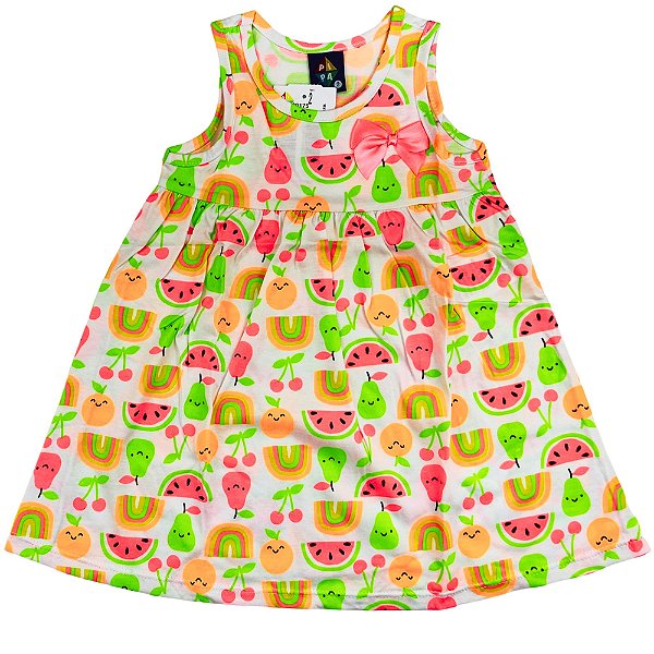 VESTIDO PIPA BY KYLY BRANCO MELANCIA  TAM 1 AO 8