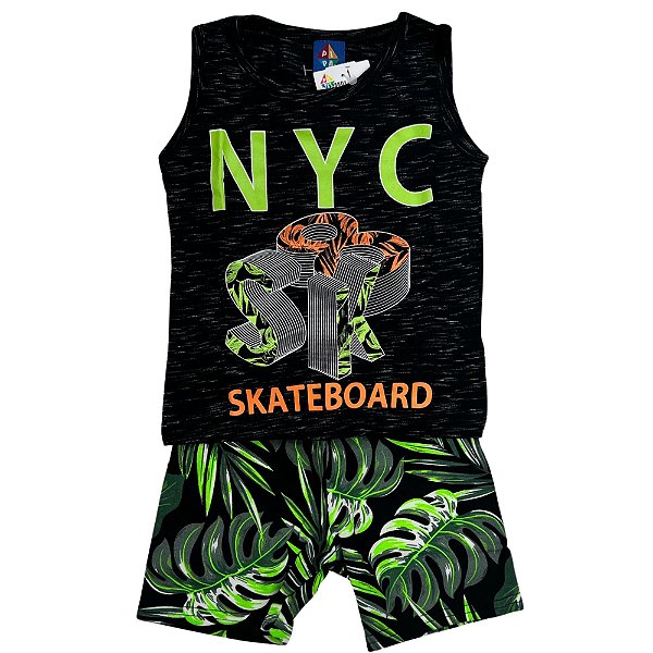 CONJ MASC REGATA PIPA BY KYLY NYC SKATEBOARD PRETO