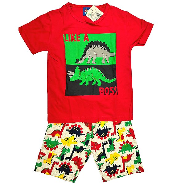 CONJ MASC CAMISETA PIPA BY KYLY LIKE A BOSS VERMELHO