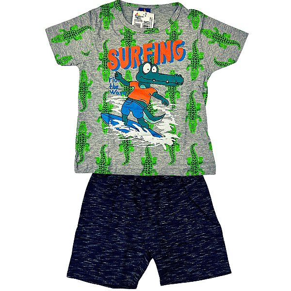 CONJ MASC CAMISETA PIPA BY KYLY JACARÉ SURFING