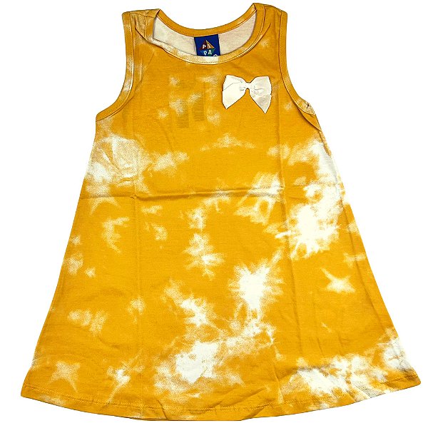 VESTIDO PIPA BY KYLY MOSTARDA COM LAÇO BRANCO