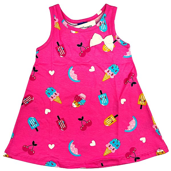 VESTIDO PIPA BY KYLY ROSA CEREJA COM LAÇO ROSA