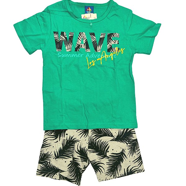 CONJ MASC CAMISETA PIPA BY KYLY WAVE VERDE