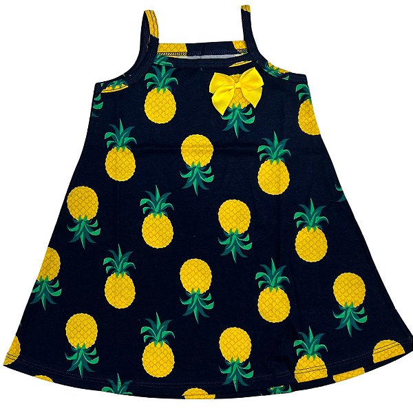 VESTIDO PIPA BY KYLY DE ALCINHA PRETO ABACAXI