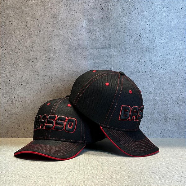 Boné Basso Frutas Preto/Vermelho Aba Curva