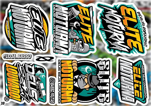 Cartela de Adesivos Modelo 39