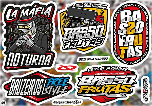 Cartela de Adesivos Modelo 44