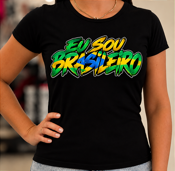 Camiseta Baby Look Brasil - Pzinha Amarela