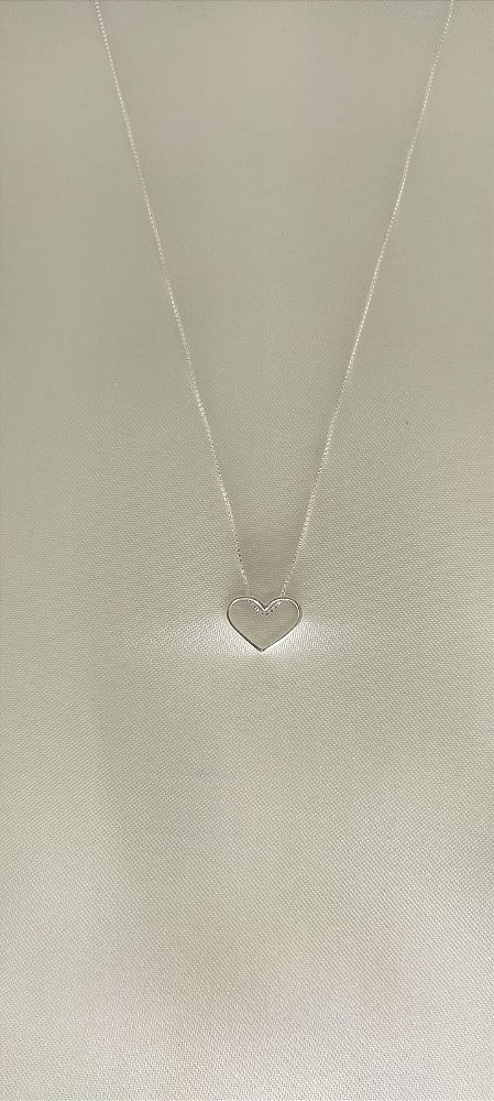 Colar Prata Coração Vazado