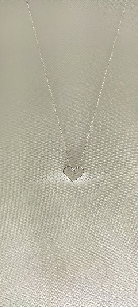Colar Prata Coração Vazado - 50 cm