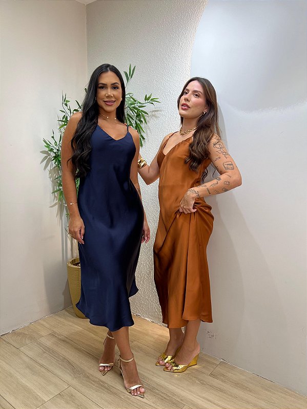 VESTIDO LONGUETE CETIM