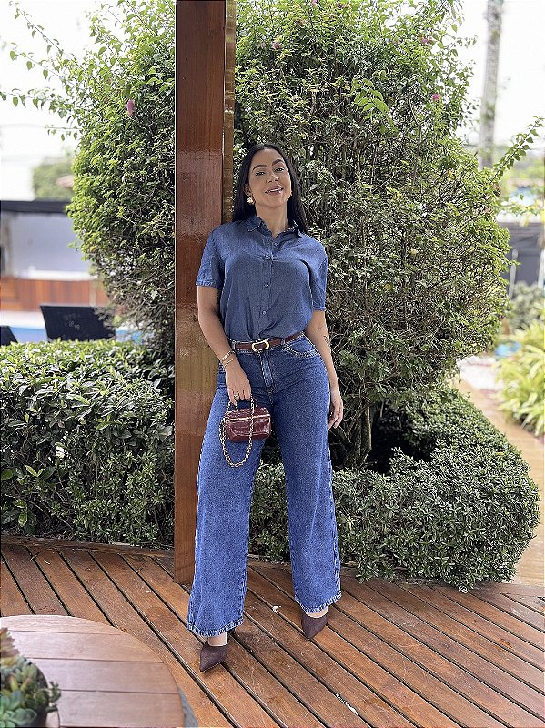 CALÇA WIDE LEG JEANS DOMA