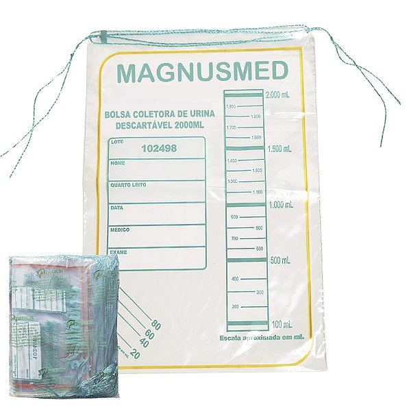 Coletor de Urina / Secreção Sistema Aberto 2 Lts ( Barbante / cordão )c/ 100 unidades