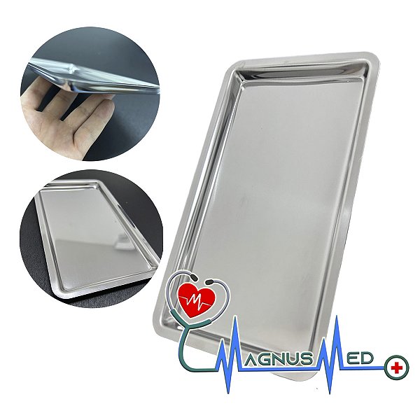Bandejas Inox Médico Dentista Clinica 22x12x1cm