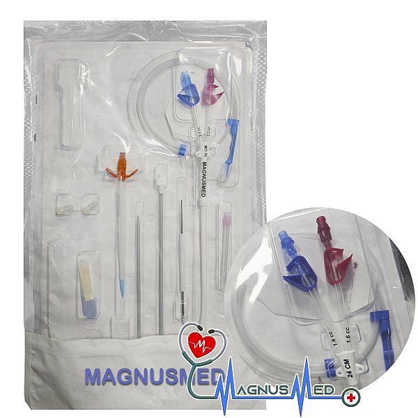 Cateter Hemodialise e Plasmaférese Duplo Lumen 14,5fr x 24cm Longa Permanência - Innova KFF