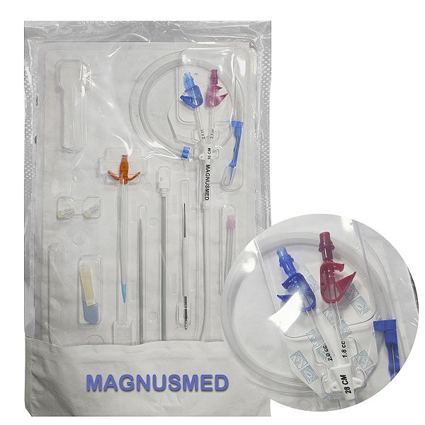 Cateter Hemodialise e Plasmaférese Duplo Lumen 14,5fr x 28cm Longa Permanência - Innova KFF