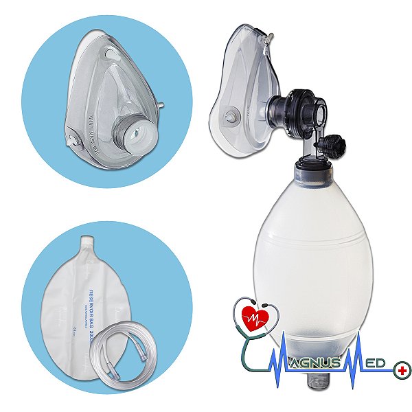 Reanimador Adulto Manual tipo Ambu de silicone com Reservatório - Foyomed