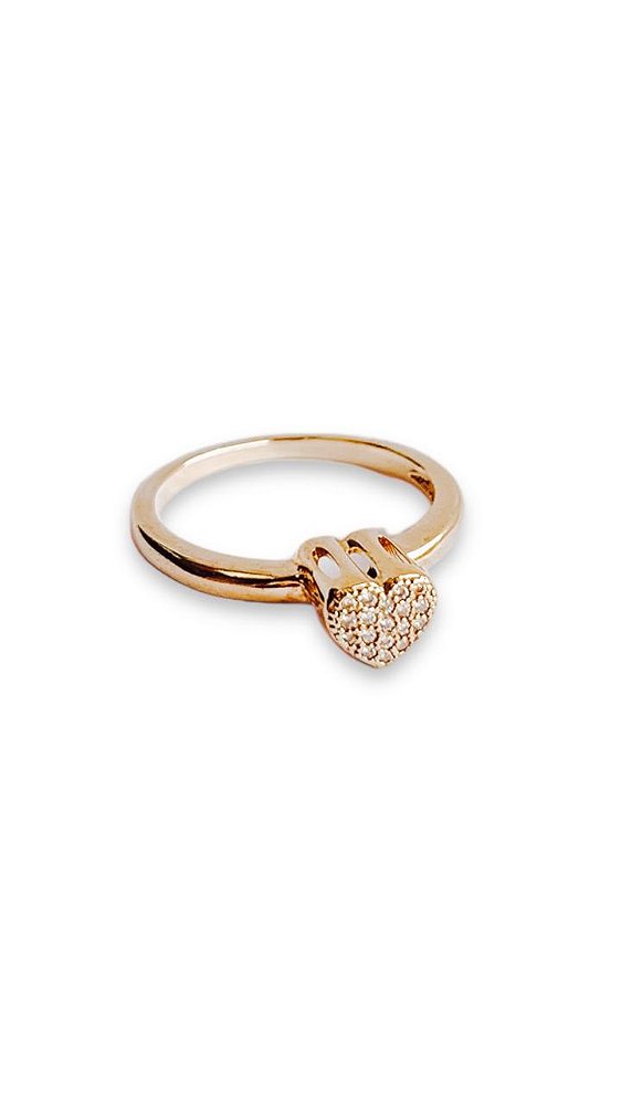 Anel Coração Cravejado Com Zirônias - Banhado Em Ouro18k