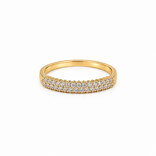 Anel Aparador 2 Fileiras Cristal Cravejado - Banhado Em Ouro18k