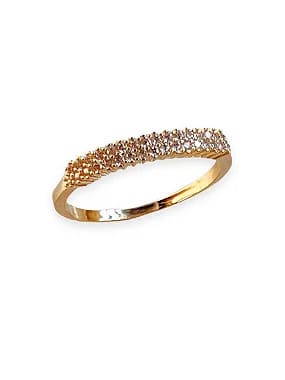 Anel Aparador 2 Fileiras  Cristal Cravejado - Banhado Em Ouro18k