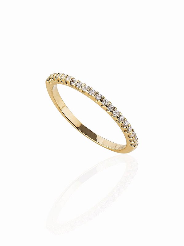 Anel Aparador Delicado Cravejado Com Zircônias -Banhado Em Ouro18k
