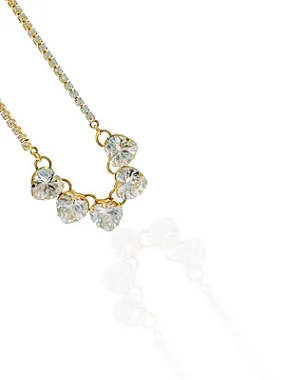 Colar Riviera Com Coração em Cristais Branco- Folheado A Ouro18k