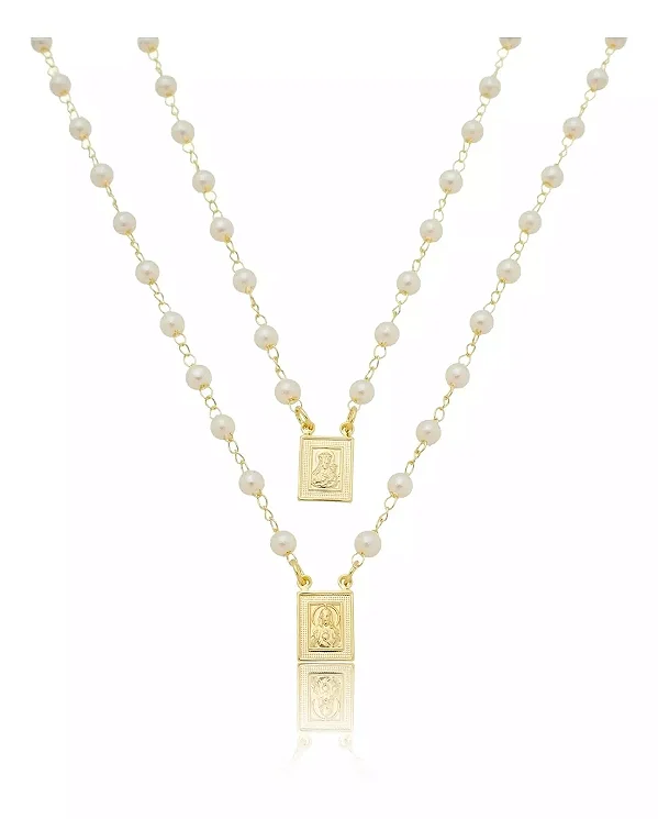 Escapulário Pérola - Folheado A Ouro18k
