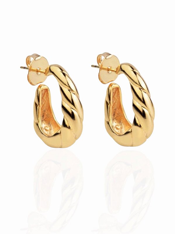 Brinco Camille Argola Trançada M - Folheado A Ouro18k