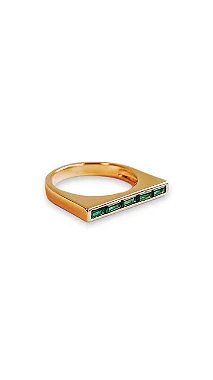 Anel Quadrado Com Cristais Verde - Banhado Em Ouro18k
