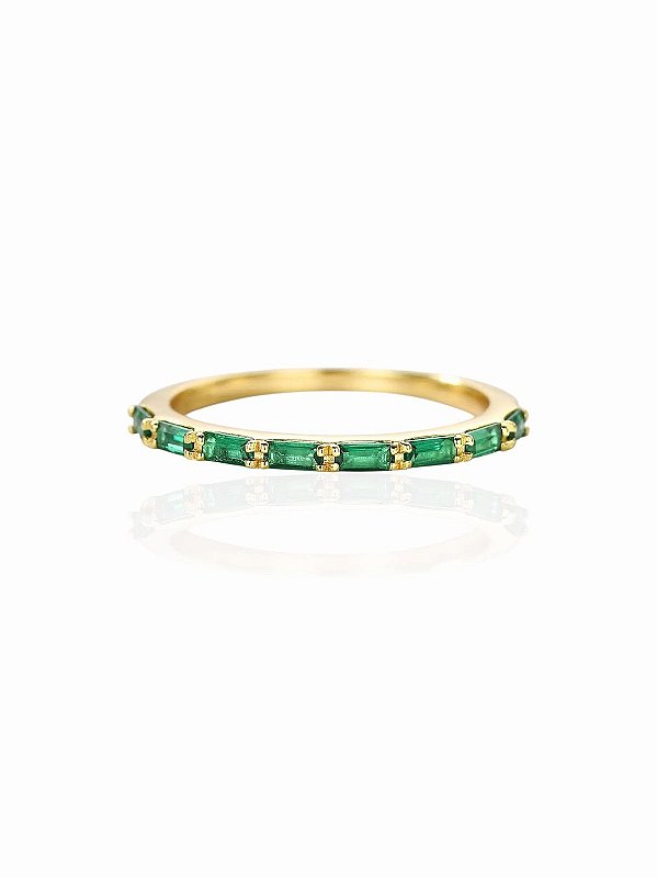 Anel Palito Verde Color- Banhado Em Ouro18k