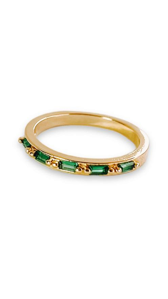 Anel Palito Verde Color- Banhado Em Ouro18k
