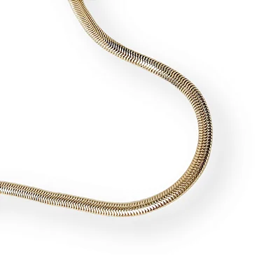 Colar Malha Snake Achatada 3mm -Folheada A Ouro18k