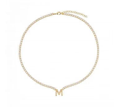 Colar Riviera Personalizado Com Inicial Cravejada -  Banhado Em Ouro18k