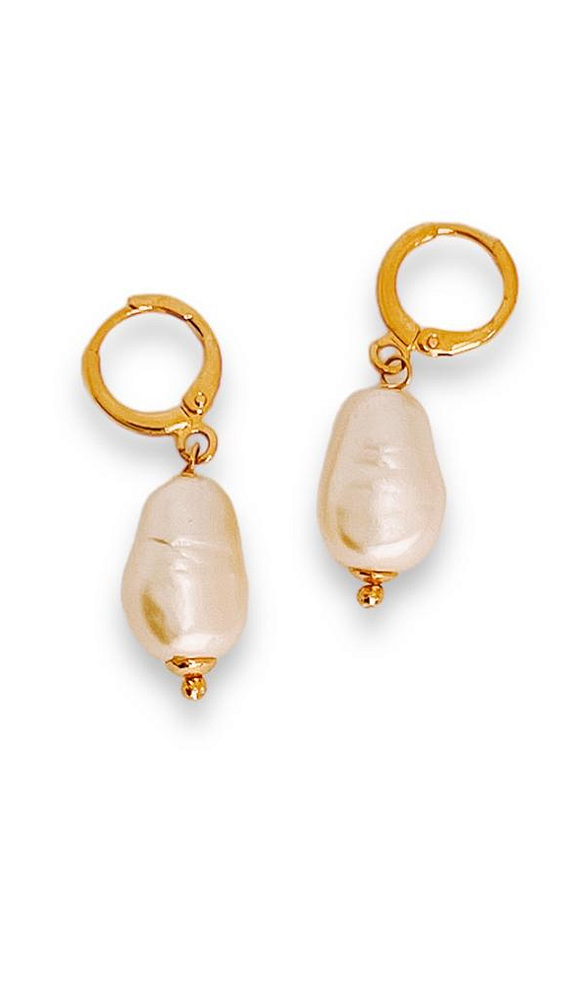 Brinco Madrepérola Barroca - Folheado A Ouro18k