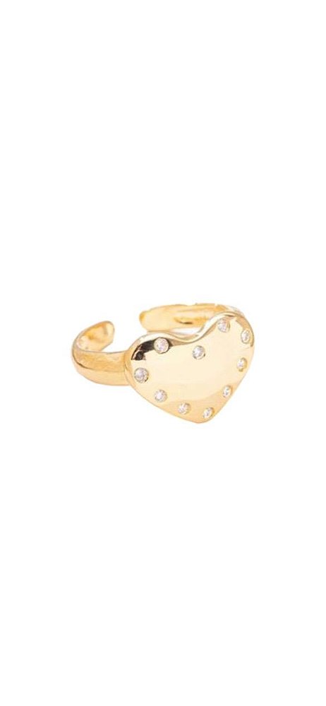 Anel Love Coração Ajustável - Banhado Em Ouro18k