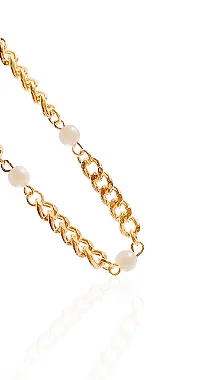 Pulseira Coli Elos e Pérola - Banhado Em Ouro18k