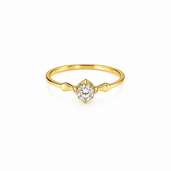 Anel Solitário Lustre - Banhado Em Ouro18k
