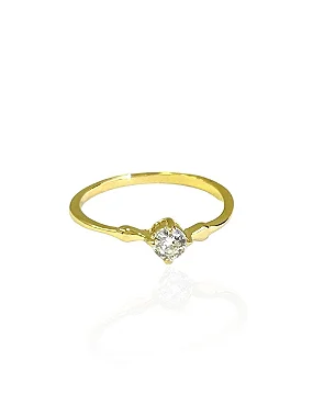 Anel Solitário Claire - Banhado Em Ouro18k
