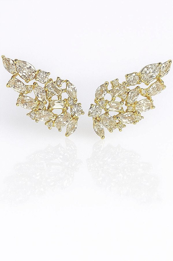 Brinco Ear Cuff Azura Cristal - Banhado em Ouro18k