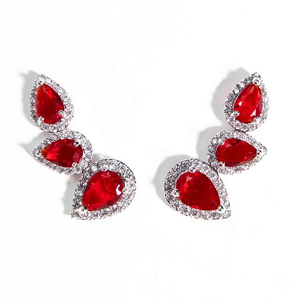 Brinco Ear Cuff Caterina Rubi  - Banhado Em Ródio Branco