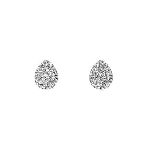 Brinco Gota Diamon - Banhado no  Ródio Branco