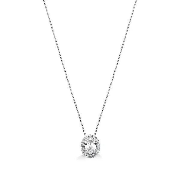 COLAR OVAL CRISTAL -  PRATA 925