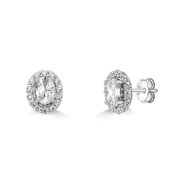 BRINCO  OVAL CRISTAL -  PRATA 925