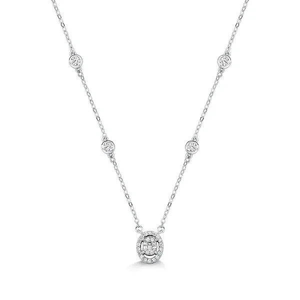 COLAR CRAVEJADO OVAL PONTO DE LUZ - PRATA 925