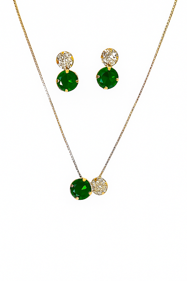 Conjunto Verde Esmeralda Amalfi - Banhando no Ouro18k